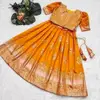 Ajd 8112 Fancy Fabric Zari Weaving Work Lehenga With Blouse Kids Wear Exporters In India